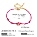 Bracelet en cordon rose avec un pendentif lettre A en acier inoxydable doré chic - Pendentif Lettre A (JDB0205050-PK-A)