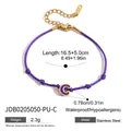 Bracelet cordon violet réglable avec pendentif lettre C en acier inoxydable doré - Pendentif Lettre C (JDB0205050-PU-C)