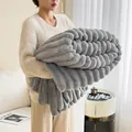 Coperta spessa in pile grigio effetto pelliccia di coniglio con texture a coste - Coperta Singola 1.0x1.5m / Grigio Argento