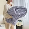 Thick purple rabbit fur plush blanket with ribbed texture for office nap or sofa - Rabbit Plush Purple / 0.7x1.0m Single Blanket (Random Color)