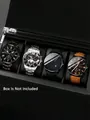 Montres à quartz haut de gamme pour hommes avec bracelets cuir et acier, boîte exclue - Collection de 4 Pièces Style Mixte