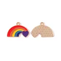 Ciondolo arcobaleno in smalto colorato con cuore viola per la creazione di gioielli fai da te - Cuore arcobaleno / Confezione da 10 / Colorato