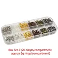 12-grid jewelry making kit with 6-color metal lobster clasps and open jump rings - Boxed 1 (Multicolor Clasp Ring Set) / 10 Clasps/Grid, Rings Approx 5g/Grid