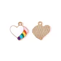 High-quality alloy enamel rainbow heart shaped pendant charm for DIY jewelry making - White Base Rainbow Heart / 10 Pieces Pack / Colorful
