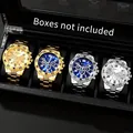 Orologio al quarzo da uomo con vetro blu e cinturino in acciaio in diversi colori - Collezione Geneva 4 Pezzi con Cinturino in Acciaio