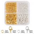 DIY jewelry findings kit with gold and silver lobster clasps and jump rings in box - Boxed 9 (Gold & Silver Clasp Ring Set) / 5mm Rings/12mm Clasps