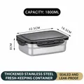 Variante boîte alimentaire 1800ml en inox avec couvercle noir hermétique à boucles - Conteneur Rectangulaire / 1800ml (22.5x16.5x8cm)