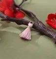 2cm mini pink silk tassel pendant with gold ring for Bohemian DIY jewelry making - Dusty Pink
