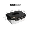 Professionele 304 roestvrijstalen voedselcontainer met luchtdicht deksel, 3800 ml - 3800ml Vershoudbak met Handvat / Roestvrij staal kleur (Zwart deksel)