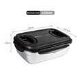 5500ml middelgrote rvs lunchbox 304 met vacuümdeksel en dubbele handvatten voor eten - 5500ml Vershoudbak met Handvat / Roestvrij staal kleur (Zwart deksel)