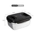 Grote 7500ml 304 roestvrijstalen voedselcontainer met draagbaar luchtdicht deksel - 7500ml Vershoudbak met Handvat / Roestvrij staal kleur (Zwart deksel)