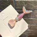 Niedliche Meerjungfrauenschwanz-Haarspange mit glitzerndem Herz und schillernder Perle - Eis Herz Meerjungfrau Schwanz / Rosa