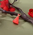 Mini 2cm bright orange rayon tassel charm with golden ring loop for DIY jewelry making - Hot Pink