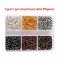 Premium 6-color metal open jump rings assortment kit for DIY jewelry making in clear box - Boxed 5 (6 Color Jump Ring Set) / 5g Per Grid Approx 110pcs