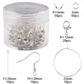 Silver jewelry making kit with lobster clasps, jump rings, and earring hooks in a box. - Boxed 8 (Silver Mixed Findings Box) / Lobster Clasps/Jump Rings/Ear Hooks Etc