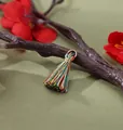 Mini 2cm bohemian multi-color tassel pendant with gold ring for DIY jewelry making. - Colorful