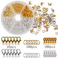 Complete DIY jewelry findings kit with gold and silver lobster clasps and jump rings - Boxed 11 (Gold & Silver Clasp Ring Set) / 25 Clasps/100 Rings Per Grid