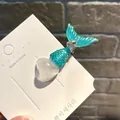 Süße blaue Meerjungfrauen-Haarklammer mit einem glitzerndem Herz für Mädchen - Eis Herz Strass Meerjungfrau Schwanz / Blau