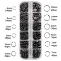 Black jump ring assortment kit in plastic box with 4mm to 10mm sizes - Boxed 15 (Gun Black Jump Ring Set) / 4mm-10mm Size Combo