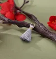 Mini 2cm grey silk tassel pendant with gold ring for DIY bohemian jewelry making crafts - Light Gray