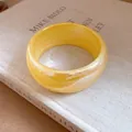 Vibrant yellow dopamine resin bangle bracelet with marble texture, Y2K retro style - 24# Bangle (HB6140) / Iridescent Yellow