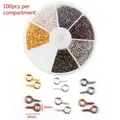 Assorted set of 600pcs tiny metal eye pin screw hooks in 6 colors for DIY jewelry - Boxed 18 (Multicolor Eye Pins Combo) / 600pcs Total (100pcs Per Grid)