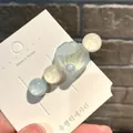 Niedliche Haarklammer im Ozean-Stil mit Muschel blauen Perlen für Mädchen Haarschmuck - Gebogene Muschel mit Perlen / Blau