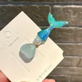 Eleganter Haarclip im Meerjungfrauen-Stil mit Perle und blauem Glitzerherz-Accessoire - Eis Herz Meerjungfrau Schwanz / Blau