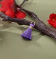 Elegant mini purple artificial silk tassel pendant with gold band for DIY crafts 2cm - Purple