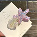 Rosa Glitzer-Seestern- und weiße Perlenmuschel-Haarspangen für Mädchen, Ozean-Accessoires - Gebogene Muschel Seestern / Lila