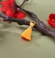 Bohemian mini 2cm orange rayon tassel pendant with gold waist ring for DIY ornaments - Gold Yellow