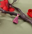 Mini magenta rayon tassel pendant with gold ring for DIY bohemian jewelry - Deep Pink