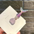Glitzernde violette Meerjungfrau-Haarspange mit Perle und Herz auf Display-Karte - Eis Herz Meerjungfrau Schwanz / Lila