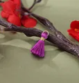 Mini 2cm purple rayon tassel pendant with gold band for bohemian DIY jewelry making - Purple