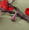 Handmade 2cm mini colorful tassel pendant with gold jump ring for DIY bohemian jewelry - Rainbow