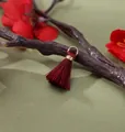 Elegant 2cm maroon mini rayon tassel pendant with gold loop for Bohemian DIY jewelry making - Fuschia