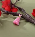 2cm mini pink rayon tassel pendant with gold loop for Bohemian DIY craft jewelry - Pink