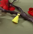 Delicate mini yellow rayon tassel charm with gold ring for DIY bohemian jewelry 2cm - Lemon Yellow