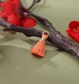 Bohemian small 2cm orange rayon tassel pendant with gold loop for DIY jewelry projects - Orange