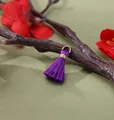 Mini purple rayon tassel pendant with 2cm length and gold jump ring for DIY crafts - Deep purple