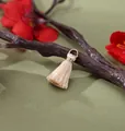 Elegant mini cream tassel pendant with gold wire wrap and jump ring for DIY jewelry crafts - Dark Beige