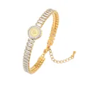 Gold-plated baguette zircon bracelet with vintage coin portrait medallion - Figure Relief Coin Zirconia Bracelet (TT0352)