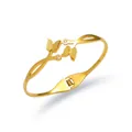 Elegant gold plated butterfly zircon titanium steel open spring bangle for women - Double Butterfly Frosted Zirconia Style (TT0477) / Gold