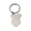 Detailed view of baby bodysuit shaped titanium steel keychain in silver finish - Pendant Only / Steel