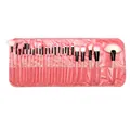 Professional 24-piece pink makeup brush set with matching storage roll-up case - Makeup Brush Collection (c10-2) / Pink