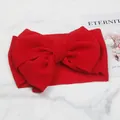 Elegant red baby headband featuring an oversized textured bow, perfect for newborn photos. - Red