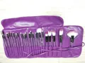 24pcs purple makeup brush set with professional soft bristles and roll-up pouch - Makeup Brush Collection (c10-2) / Purple