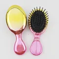Mini cepillo de pelo profesional degradado amarillo y rosa con acabado metálico brillante - Estilo Galvanizado de Dos Tonos / Bicolor Oro Y Rosa