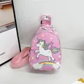 Pink unicorn cartoon chest bag for children, cute crossbody shoulder pack for kids - Style 4 (Hot Pink Unicorn) / One Size