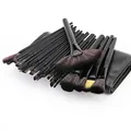 Professional 24-piece black makeup brush set with leather storage pouch - Makeup Brush Collection (c10-2) / Black